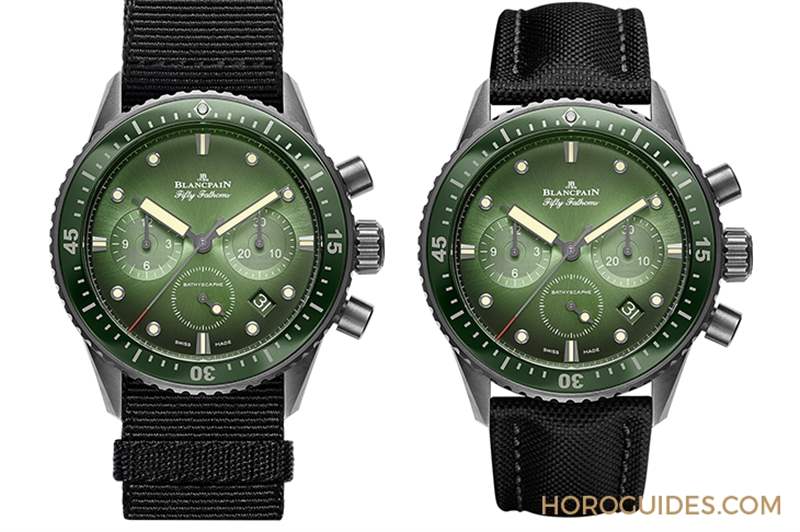 宝珀五十噚Bathyscaphe深潜器飞返计时腕表，绿色新装亮相！-复刻表