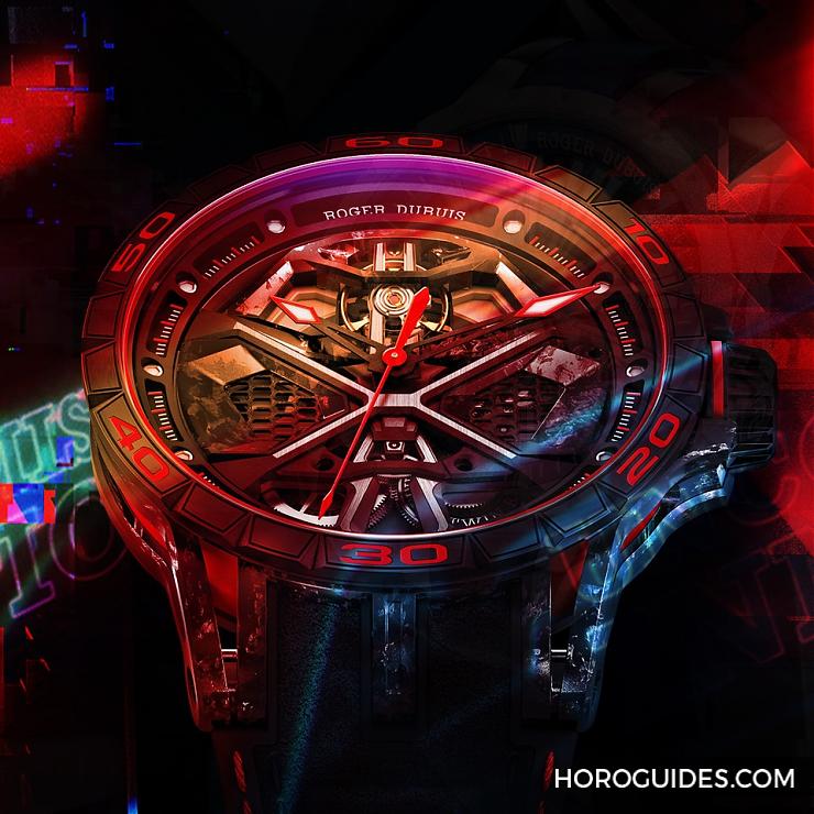 ROGER DUBUIS - 致虚拟车赛The Real Race！ 罗杰杜彼Excalibur Huracán Performante镂空自动上链腕表