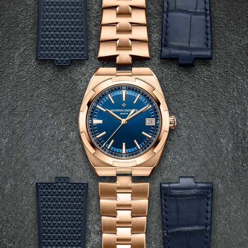 VACHERON CONSTANTIN Overseas Self-Winding 江诗丹顿2020新作!Vacheron Constantin Overseas自动上链腕表带来典雅粉红金X蓝面设定-复刻表