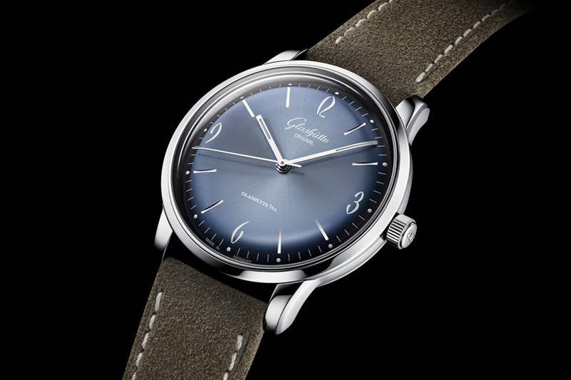 格拉苏蒂原创Sixties Glacier蓝色放射纹盘面腕表-复刻表
