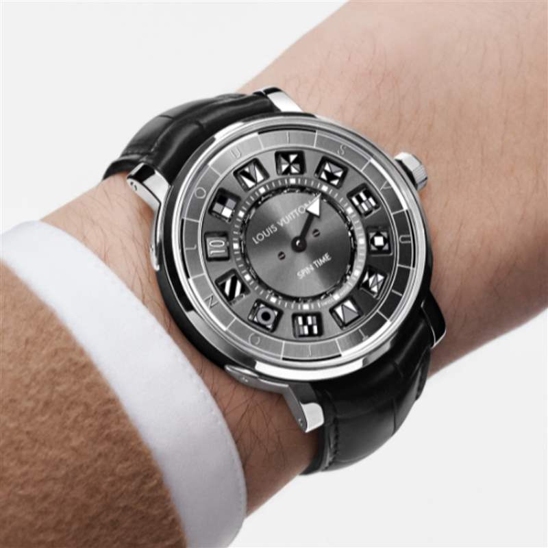 LV钢壳手表二连发招牌翻转数字方块创新吸睛银灰、彩色应百客-复刻表