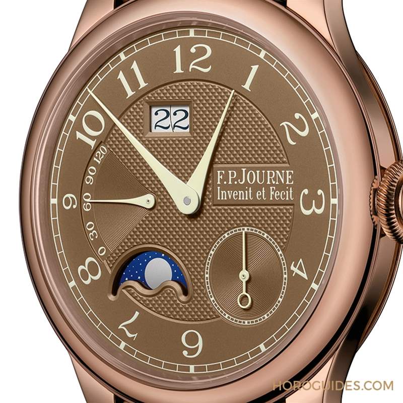 FPJOURNE - 日期窗、月相窗再大一点，FP JOURNE Octa Automatique Lune Havana雪茄面月相表改版再现