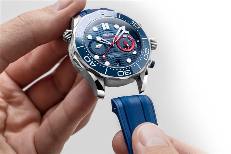 欧米茄海马300米《美国杯》红蓝特别款计时腕表-复刻表