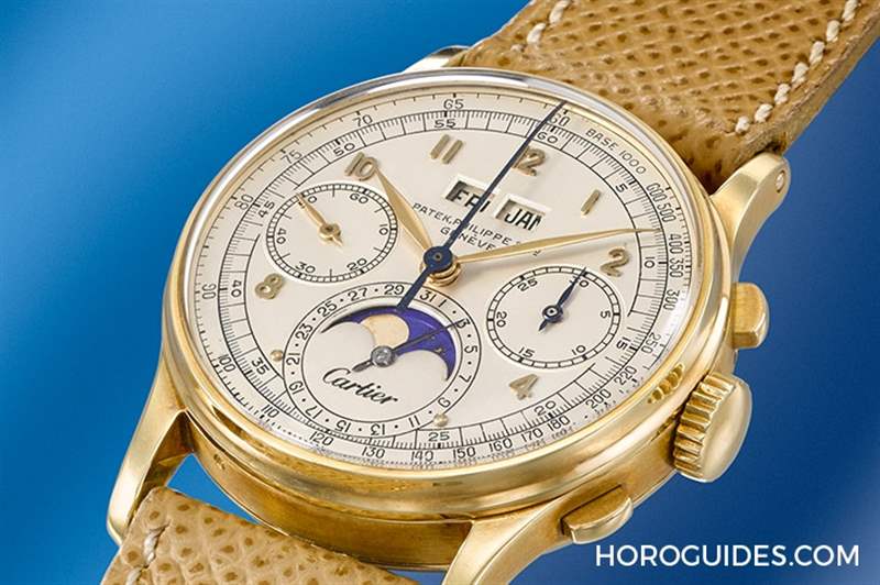 PATEK PHILIPPE - 佳士得即将拍卖：百达翡丽Ref.1518万年历计时码表，唯一已知配有Cartier双签面盘