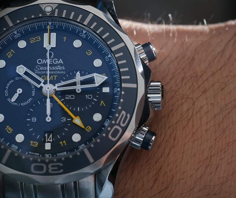 欧米茄海马系列300M计时码表GMT同轴腕表上手体验-复刻表