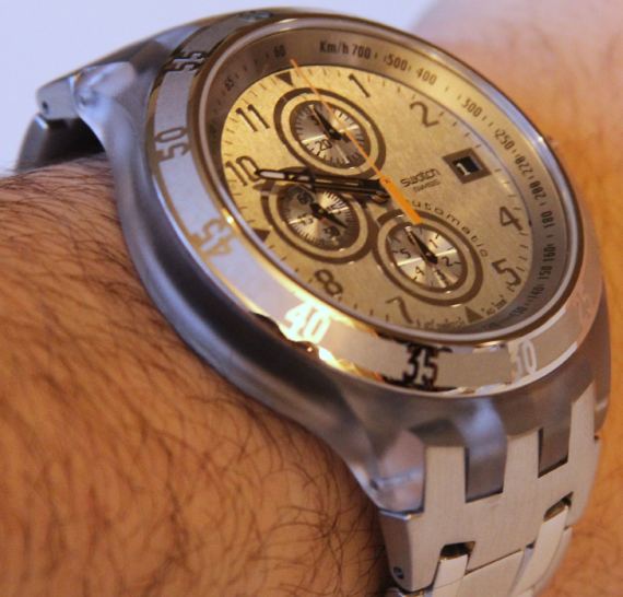 斯沃琪全银自动计时手表-复刻表