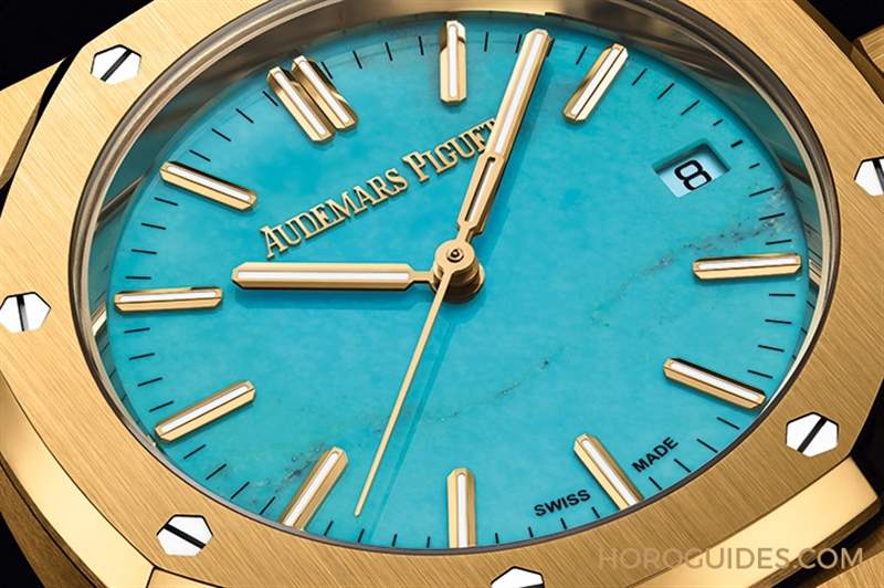 AUDEMARS PIGUET - 爱彼Royal Oak皇家橡树自动上链腕表，黄金表壳搭配天然绿松石表面