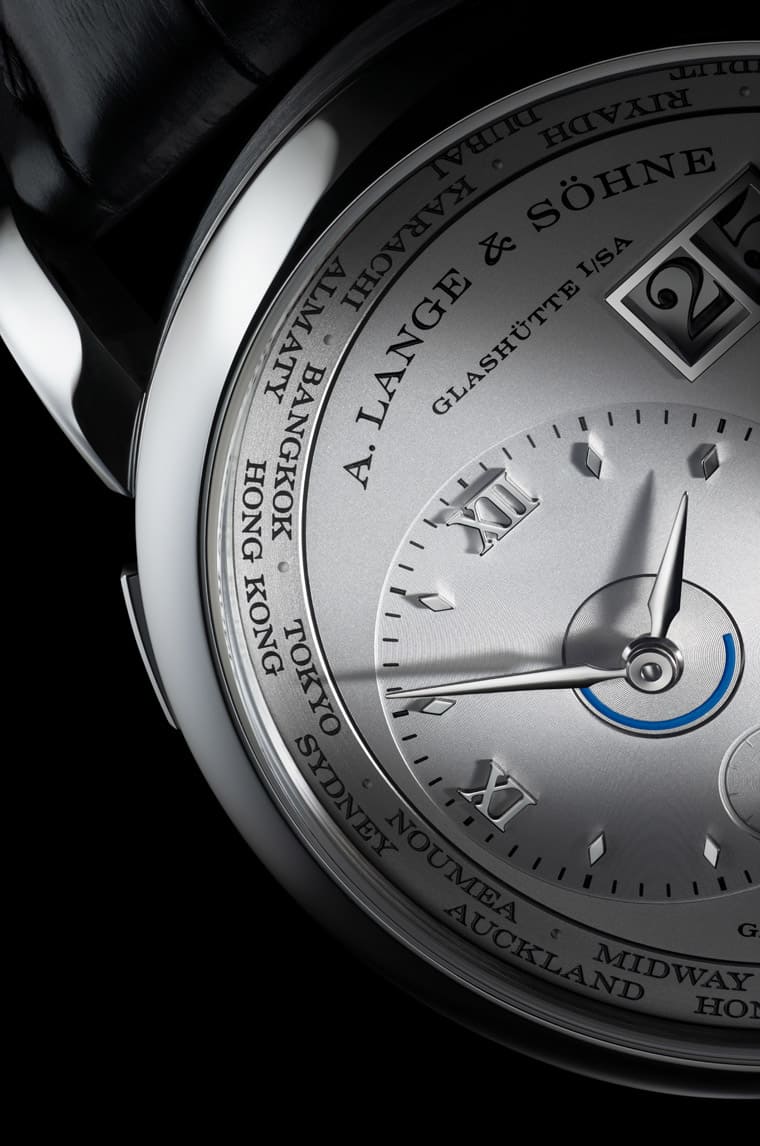 朗格Lange 1 Time Zone两地时间手表新增专卖店限定铂金银灰面-复刻表