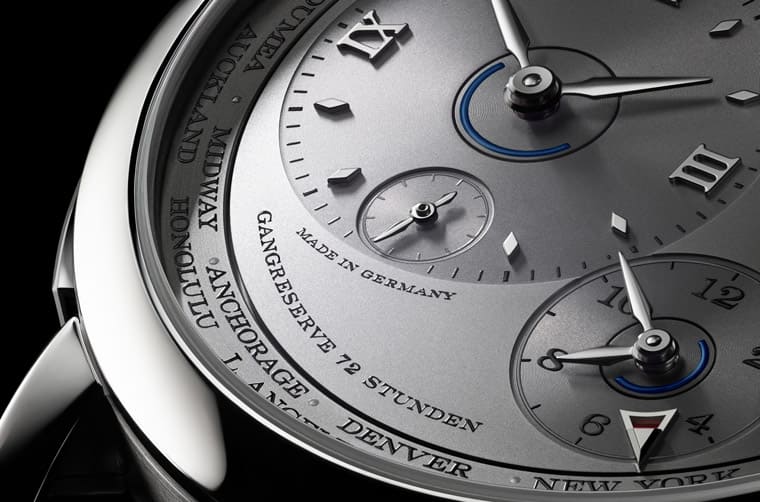 朗格Lange 1 Time Zone两地时间手表新增专卖店限定铂金银灰面-复刻表