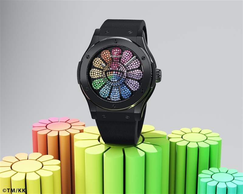 Classic Fusion Takashi Murakami All Black经典融合系列村上隆联乘腕表(图片来源:Hublot) Hublot再联乘村上隆独一无二微笑之花震撼作-复刻表