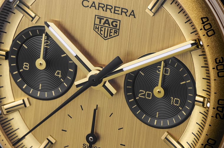 从冠军车手奖品获得启发泰格豪雅再造现代Carrera黄金计时码表-复刻表