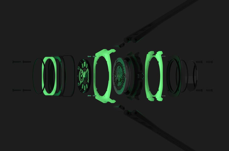柏莱士夜光系列BR-X5 Green Lum再进化整枚表壳都会发出绿光-复刻表