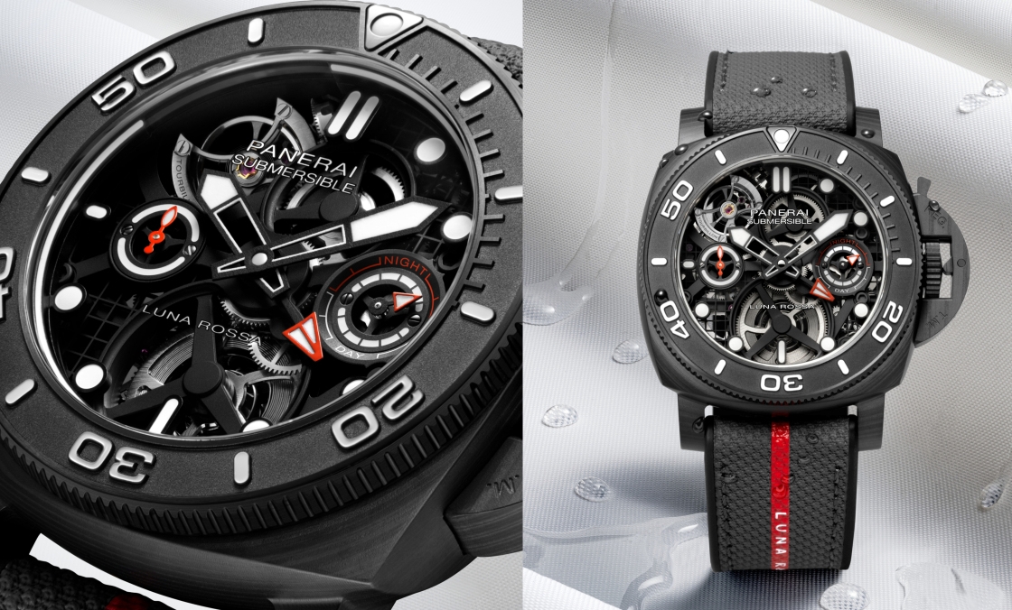 OFFICINE PANERAI - PANERAI首次采Carbotech打造陀飞轮表款｜体验版Submersible Tourbillon GMT Luna Rossa-PAM01405