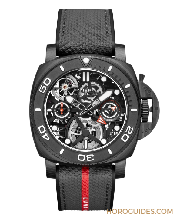 OFFICINE PANERAI - PANERAI首次采Carbotech打造陀飞轮表款｜体验版Submersible Tourbillon GMT Luna Rossa-PAM01405