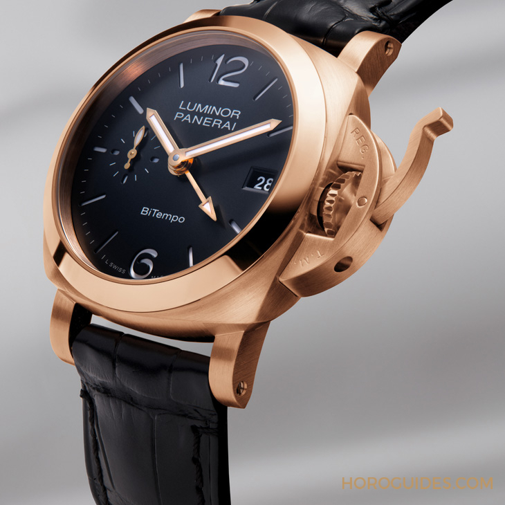 以Goldtech贵金属材质入作! 沛纳海Luminor Quaranta BiTempo腕表再添一延伸新作PAM01641-复刻表