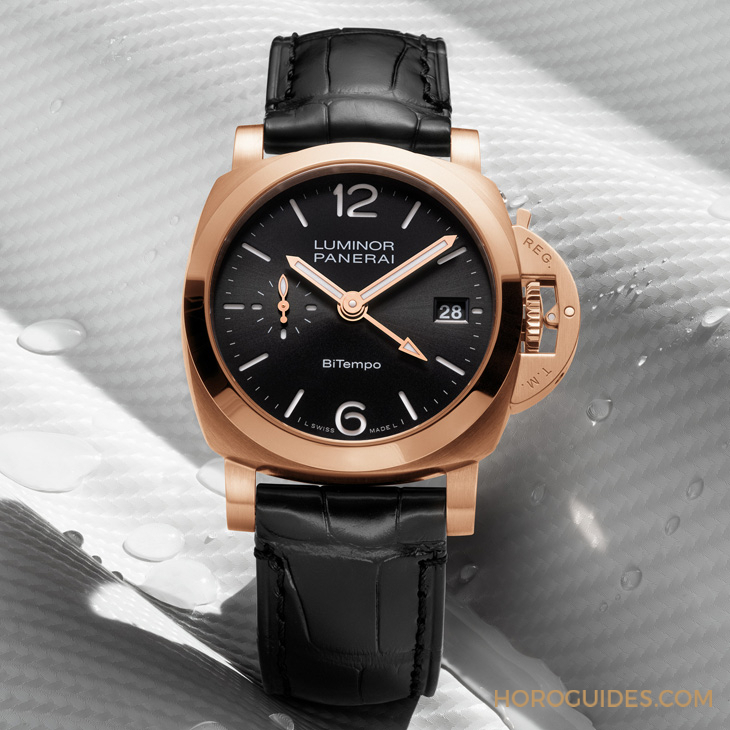 以Goldtech贵金属材质入作! 沛纳海Luminor Quaranta BiTempo腕表再添一延伸新作PAM01641-复刻表