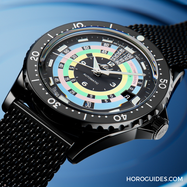 MIDO - OCEAN STAR - M026.807.33.051.00 - 漆黑中的复古「彩虹圈」！ MIDO再度推出Ocean Star Decompression Timer 1961复刻限量版